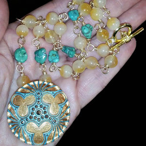 Vintage Czech Glass Button Necklace